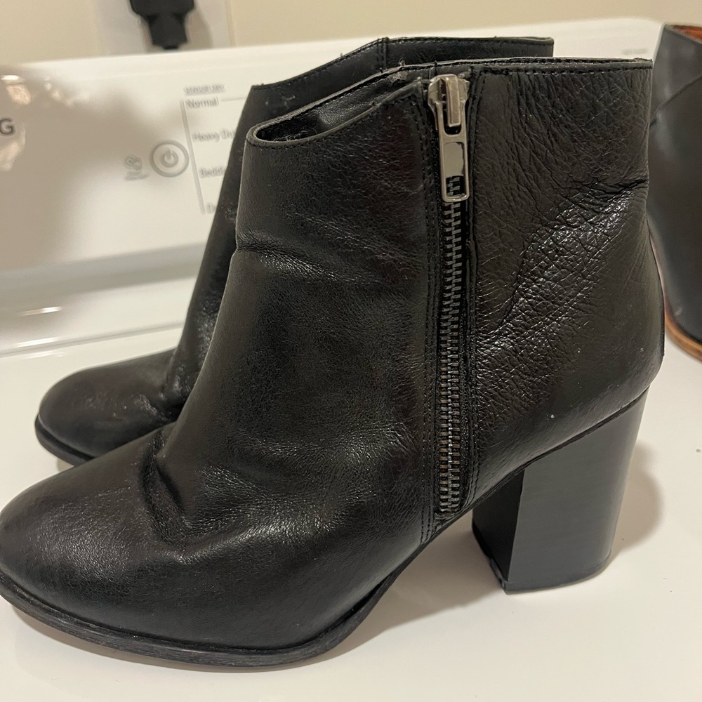 ALDO Black Leather Ankle Boots